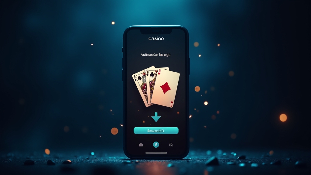 Android phone showing a casino app download screen in a dark neon setting