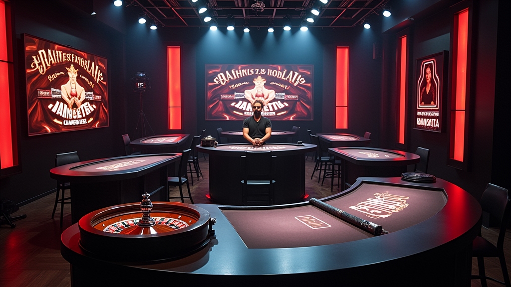 Live dealer tables for roulette, blackjack, baccarat, and a game show format in a studio
