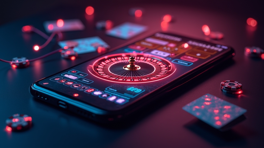 Casino app interface on a phone highlighting key mobile features